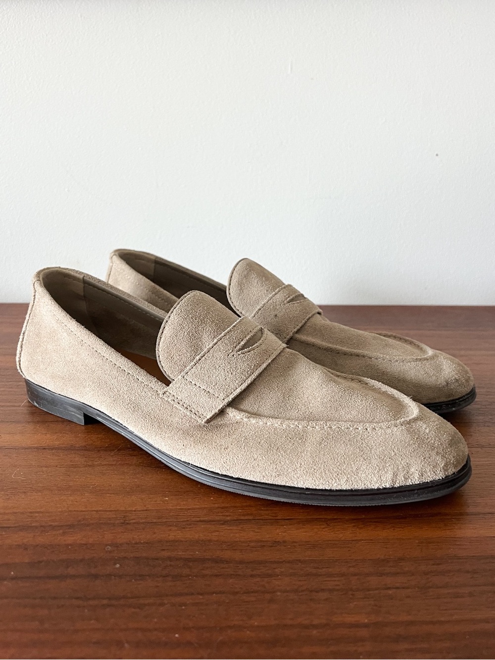 ALDO Men's Beige Suede Penny Loafers Slip On Dress Casual Shoes Size 12